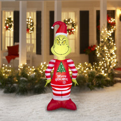 Air blown Inflatables Yard Decoration Grinch in Pajamas Dr. Seuss, 5.5 ft