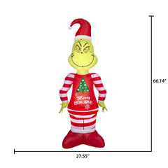 Air blown Inflatables Yard Decoration Grinch in Pajamas Dr. Seuss, 5.5 ft